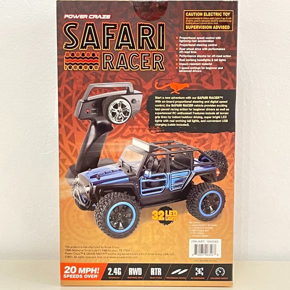 NEW! Power Craze Safari Racer RC Fast Car in Metallic Blue. SPEEDS OVER 20 MPH - Picture 4 of 5